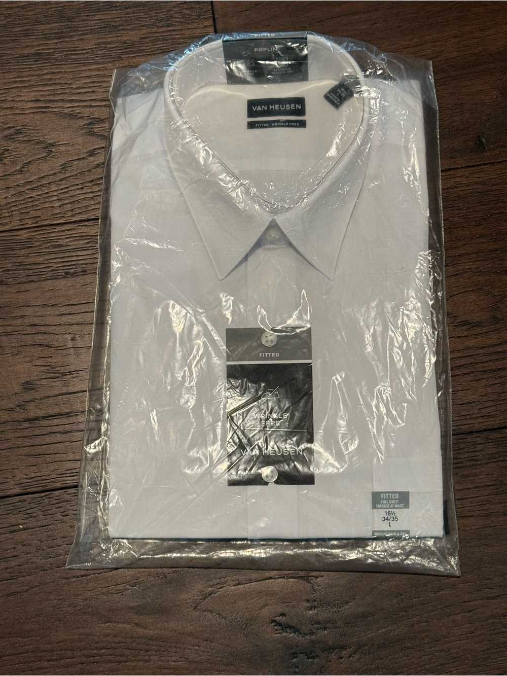 Van Heusen Men’s White Dress Shirt Fitted Poplin